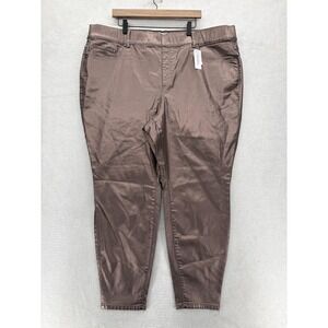 Lane Bryant Pants Womens 26 Brown High Rise Pull On Jegging Coated Stretch NWT
